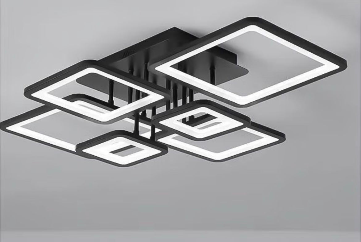 LUSTRA LED TELECOMANDA MODERNA NEGRU 6 CAPETE