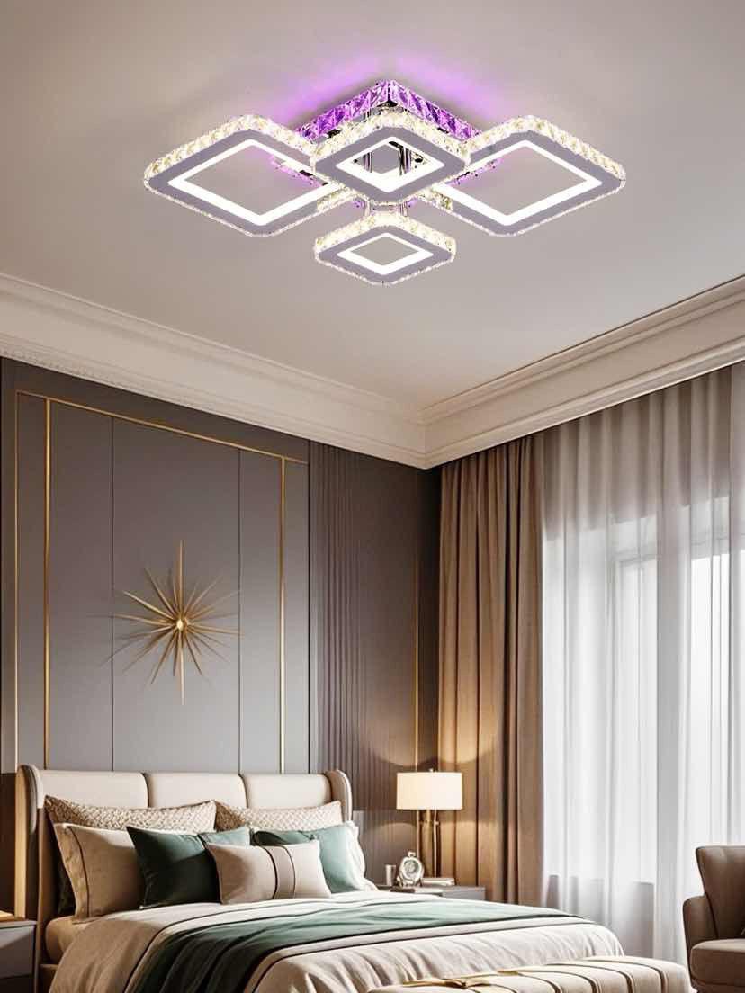 Lustră LED cu cristal pătrat LT110/2+2RGB