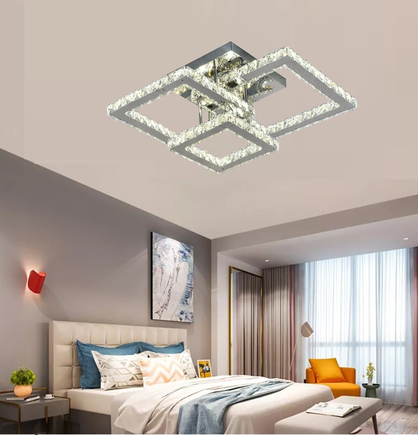 Lustra led cu telecomanda, Lightman, Light 9860, Cristal