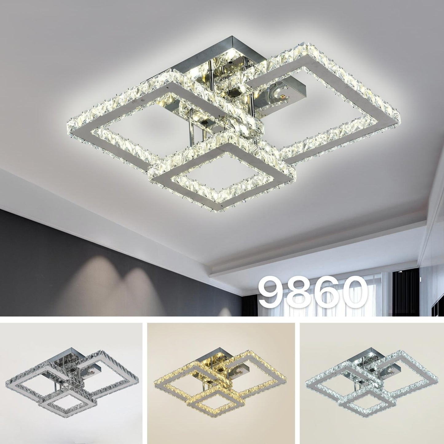 Lustra led cu telecomanda, Lightman, Light 9860, Cristal